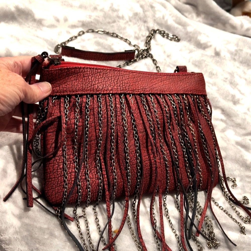Bongo Red Edgy crossbody bag with internal zip and slips.  9.5" x 6", NWOT